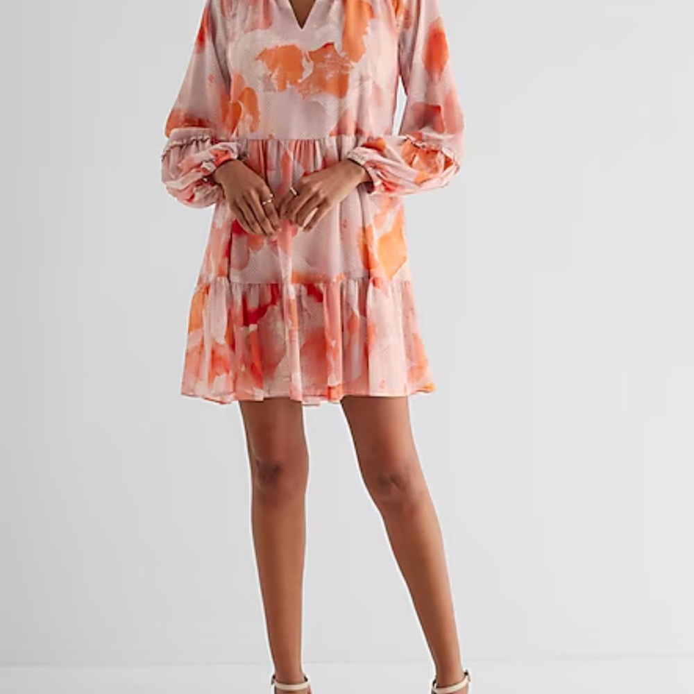 Chic Floral Dress in Orange and Pink